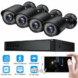 1080P 4CH 2MP HD WiFi Home Security Camera System Wire Outdoor IP CCTV NVR Kit