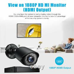 1080P 4CH 2MP HD WiFi Home Security Camera System Wire Outdoor IP CCTV NVR Kit