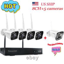 1080P 8CH NVR WiFi Wireless CCTV Outdoor Home Security Camera System Kit IR-cut