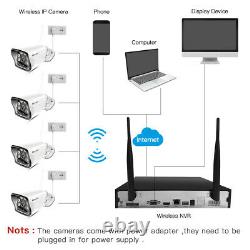 1080P 8CH NVR WiFi Wireless CCTV Outdoor Home Security Camera System Kit IR-cut