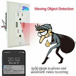 1080P HD IP WiFi Home Security Mini Camera in Wall Outlet Support remote viewing