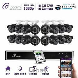 1080P HD Video 16CH 1080P DVR Home IR Security Camera System H. 265+ CCTV 2TB