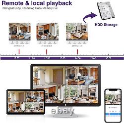 1080P HD Video 16CH 1080P DVR Home IR Security Camera System H. 265+ CCTV 2TB