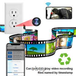 1080P HD WiFi IP Wall AC Outlet Home Security Nanny Camera Audio Video Recorder