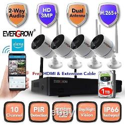 10CH 2-way Audio Home Security Camera System Surveillance CCTV NVR kits HDD