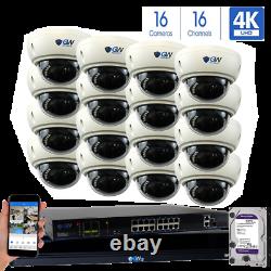 16CH NVR 16 4K 8MP Motorized Zoom Microphone IP POE Dome Security Camera System