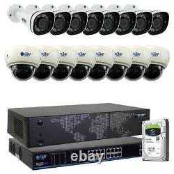 16CH NVR 4K 8MP Motorized Microphone IP POE Bullet & Dome Security Camera System