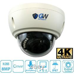 16CH NVR 4K 8MP Motorized Microphone IP POE Bullet & Dome Security Camera System