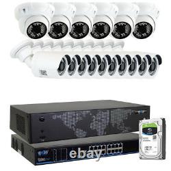 16 Channel 4K H. 265 NVR (10) Bullet & (6) Dome 5MP PoE IP Camera Security System
