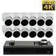 16 Channel 4k Nvr (12) 8mp 2160p Home Ip Poe Dome Security Camera System 8tb Hdd