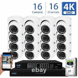 16 Channel 4K NVR (16) 8MP 2160p Home IP POE Dome Security Camera System 2TB HDD