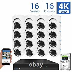 16 Channel 4K NVR (16) 8MP 2160p Home IP POE Dome Security Camera System 4TB HDD