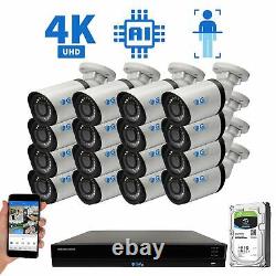 16 Channel 4K NVR 16 X 8MP PoE IP H. 265+ AI Starlight Security Camera System