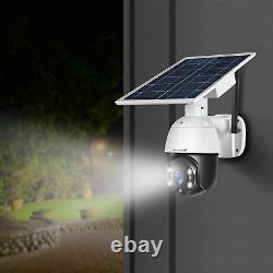 24/7 Solar Powered 4G Security Flood Light LED PTZ Home Camera Outdoor-US