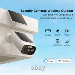 2K Solar-Powered Wireless Security Camera 2.4Ghz&5Ghz WiFi For Tuya APP