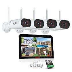2K Wireless Security Camera System 12''Monitor WiFi Home Outdoor Audio IR Night