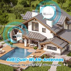 2K Wireless Security Camera System 12''Monitor WiFi Home Outdoor Audio IR Night