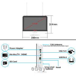 2K Wireless Security Camera System 12''Monitor WiFi Home Outdoor Audio IR Night
