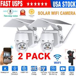 2PCS 1080P HD Solar Wireless Outdoor Home Security Camera System Night Vision US