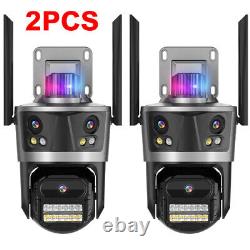2PCS 3 Lens HD 6K WiFi IP Camera Wireless Outdoor CCTV PTZ Home Security IR Cam
