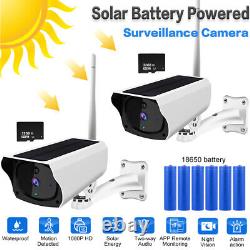 2PCS Home Security IP Camera Wireless Solar Power WiFi Outdoor HD 1080P &SD Card