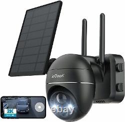2PCS ieGeek Outdoor Solar WiFi Security Camera 360° Wireless Home Battery CCTV