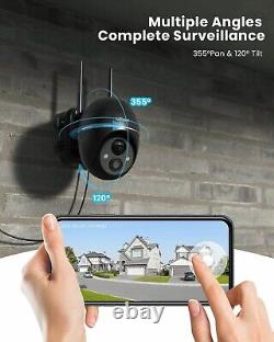 2PCS ieGeek Outdoor Solar WiFi Security Camera 360° Wireless Home Battery CCTV