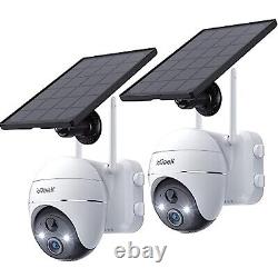 2PCS ieGeek Wireless Outdoor Solar Security Camera Home Battery WiFi CCTV System