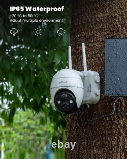 2PCS ieGeek Wireless Outdoor Solar Security Camera Home Battery WiFi CCTV System