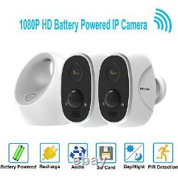 2 Camera HD 1080P Wireless Security Wifi IP Outdoor Rechargeable Battery Powered