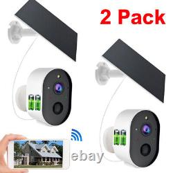 2 Pack Solar Battery Powered Wifi Outdoor Pan/Tilt Home Security Camera Wireless
