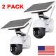 2 Pack Solar Battery Powered Wifi Outdoor Pan/tilt Home Security Camera Wireless
