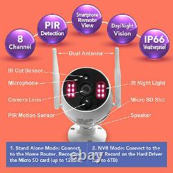 2 Way Audio Wireless 3MP Home Security System Network CCTV WIFI Camera 1TB HDD