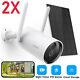 2pcs Outdoor 1080p Solar Powered Security Camera Wireless Wifi Ip Home Cctv Fhd