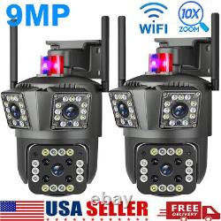 2x 3 Lens HD 1080P WiFi IP Camera Wireless Outdoor CCTV PTZ Home Security IR Cam