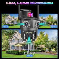 2x 3 Lens HD 1080P WiFi IP Camera Wireless Outdoor CCTV PTZ Home Security IR Cam