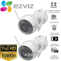 2x EZVIZ 1080p Outdoor WiFi Camera Weatherproof Smart Motion Detection C3WN