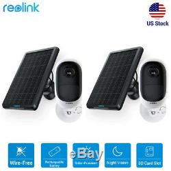 2x Wireless WiFi IP Camera HD 1080P Rechargeable Reolink Argus Pro + Solar Panel