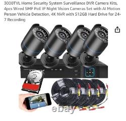 3000TVL Home Security System Surveillance DVR Camera Kits, 4pcs Wired 5MP PoE