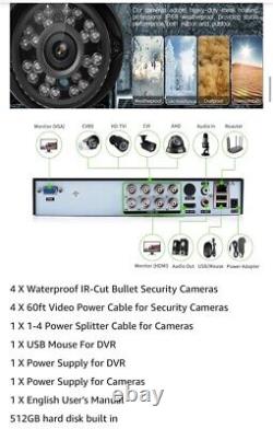 3000TVL Home Security System Surveillance DVR Camera Kits, 4pcs Wired 5MP PoE
