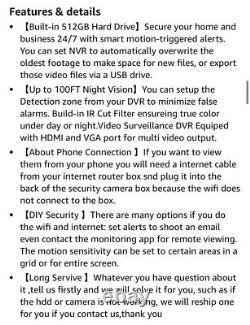 3000TVL Home Security System Surveillance DVR Camera Kits, 4pcs Wired 5MP PoE
