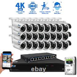 32 Channel NVR 24 X 4K 8MP Outdoor AI Face Recognition Security Camera System