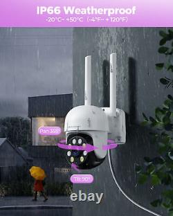 360°PTZ Wireless Home Security Camera System Outdoor With 7Monitor Night Vision