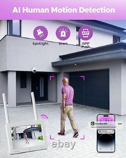 360°PTZ Wireless Home Security Camera System Outdoor With 7Monitor Night Vision