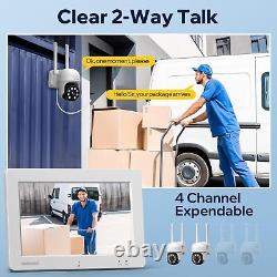360°PTZ Wireless Home Security Camera System Outdoor With 7Touch NVR Monitor 32GB