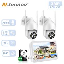3MP PTZ Outdoor Wireless Home Security Camera System with 10in Wifi Monitor NVR