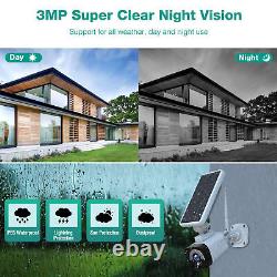 3MP Solar Battery Powered Home Security Camera System Wireless WiFi Outdoor HDMI