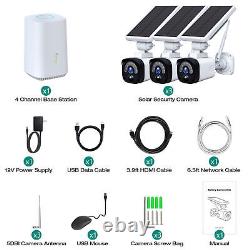 3MP Solar Battery Powered Home Security Camera System Wireless WiFi Outdoor HDMI