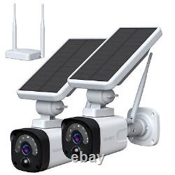 3MP Solar Battery Powered Wireless Home Security Camera System Outdoor Wifi Lot