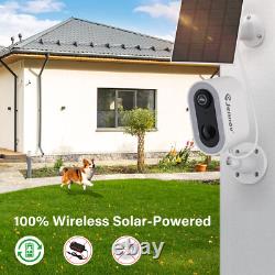 3MP Solar Home Security Camera Battery Powered 2.4G WIFI Audio Night Vision